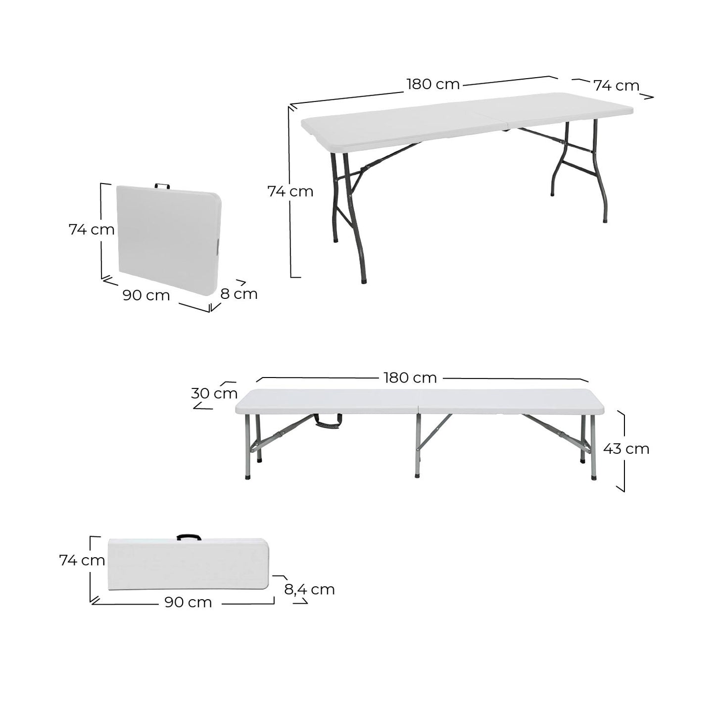 Conjunto Plegable Mesa Con 2 Bancos De 180cm Catering 7house_5