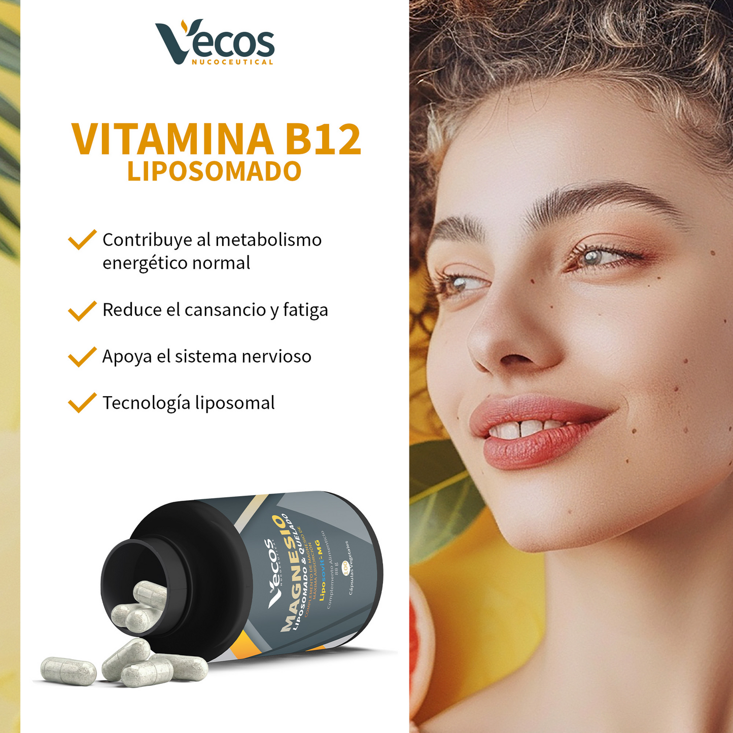 Vitamina B12 1000 µg Liposomal VECOS (90 cápsulas) | Energía y Reducción del cansancio | Metilcobalamina pura_3