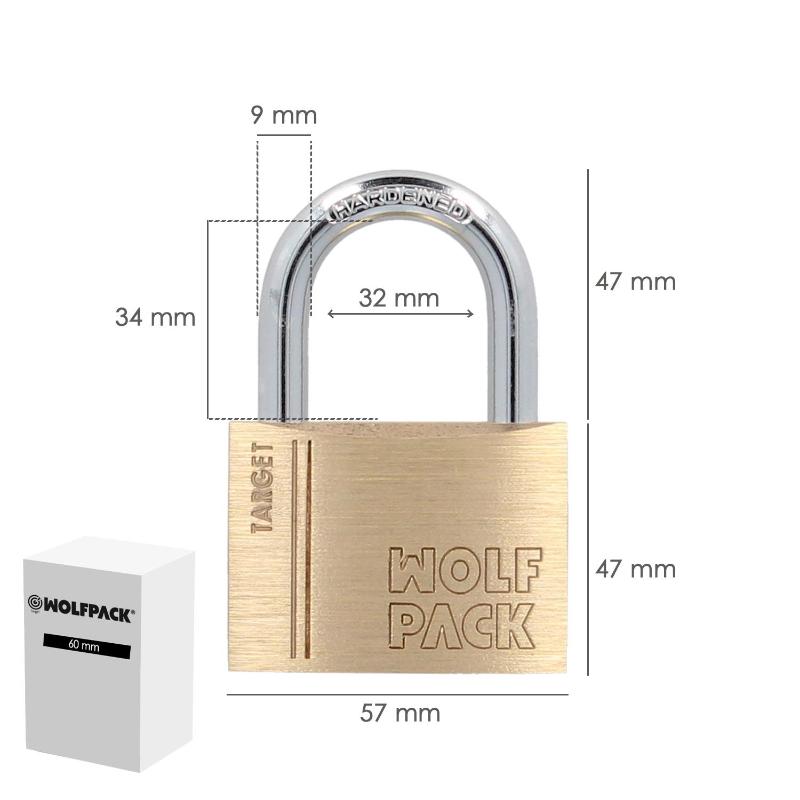 Candado Laton Arco Normal 60 Mm. Serie Target. Arco Endurecido. Candado Maletas, Candado Taquillas, Candado Puertas
