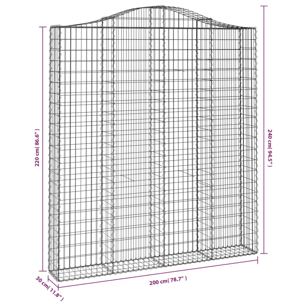 Cestas De Gaviones 3 Uds Forma De Arco Hierro 200x30x220/240 Cm_5
