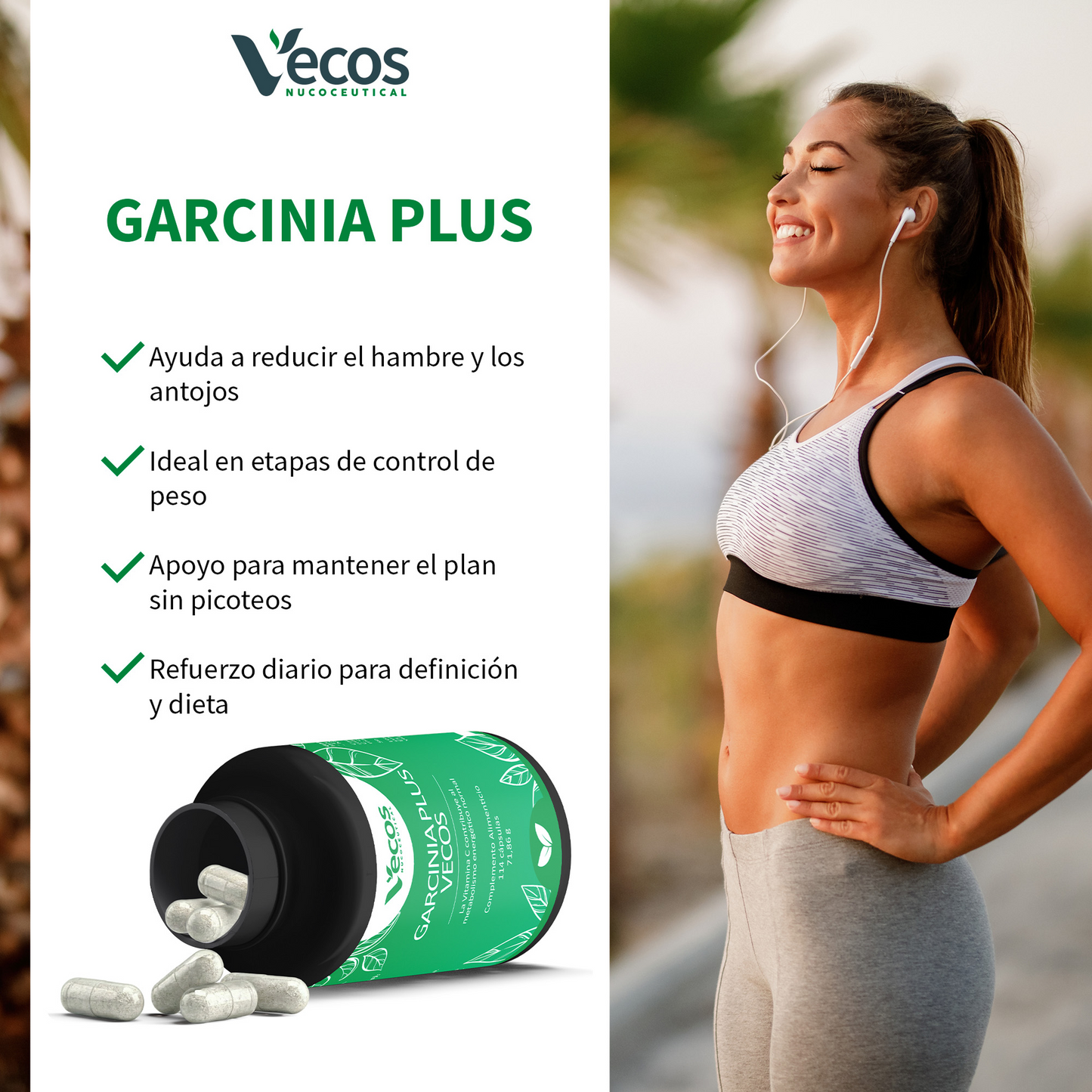 Garcinia Plus Vecos 114 Cápsulas | Control Del Apetito Y Peso | Glucomanano Saciante_3