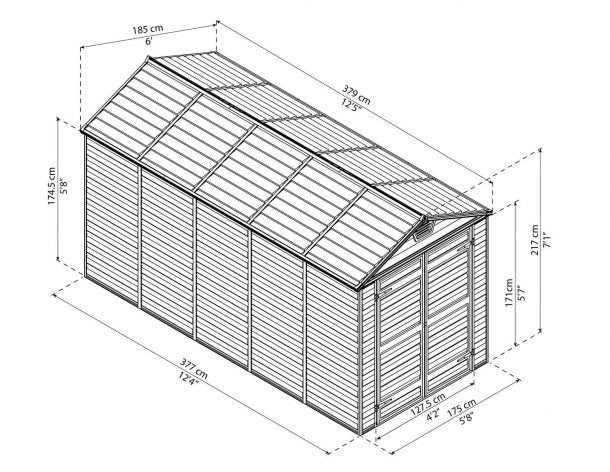 Telheiro de jardim Skylight Deco em cinzento da Palram 185x379 cm