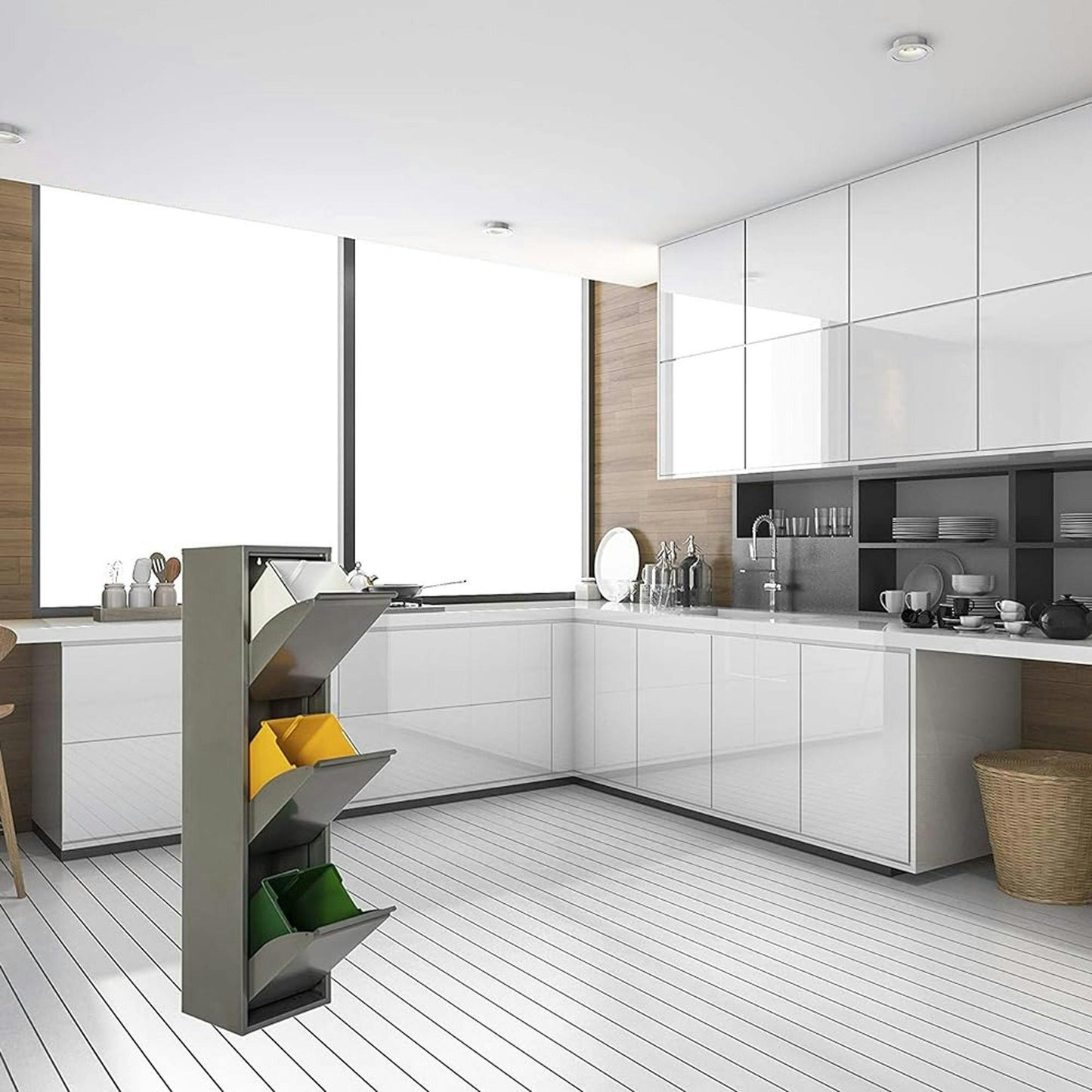 Armário de reciclagem PAT 3 em metal cinzento