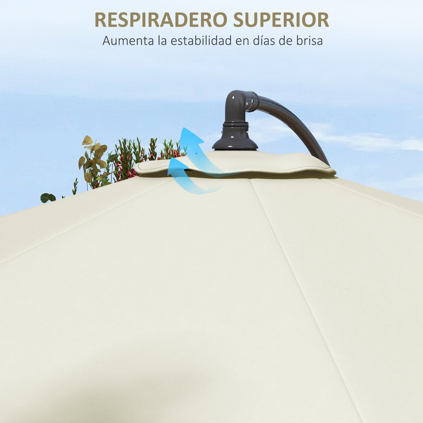 Outsunny Toldo De Recambio De Sombrilla De 3 M Con Ventilación Superior Crema_5