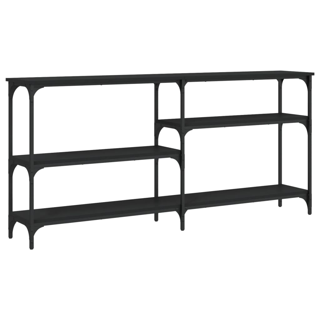 Mesa Consola Madera De Ingeniería Negra 160x29x75 Cm_4