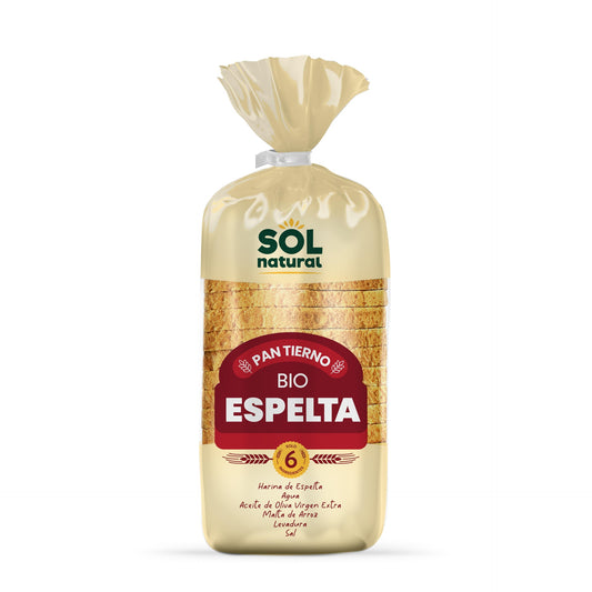 Pão de espelta macio biológico, recipiente Sol Natural, 400 g