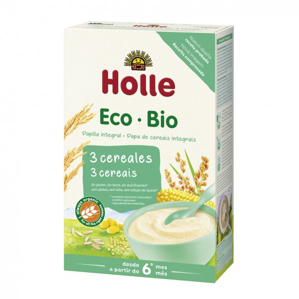 Papa de 3 cereais sem glúten +6 meses Holle 250 g