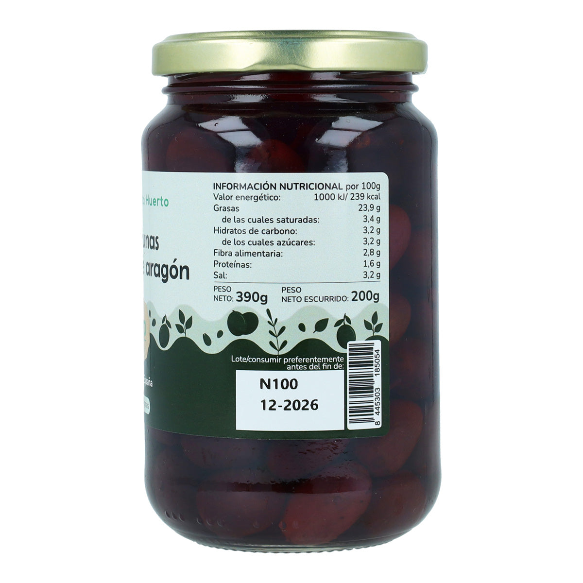 Azeitonas pretas de Aragão Eco Planeta Huerto 390 g