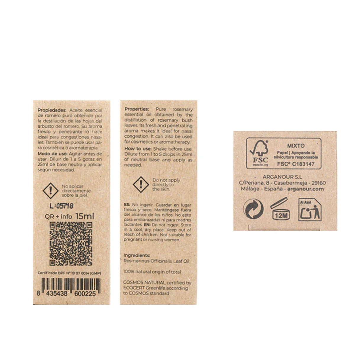 Óleo essencial de alecrim 100% puro Arganour 15ml