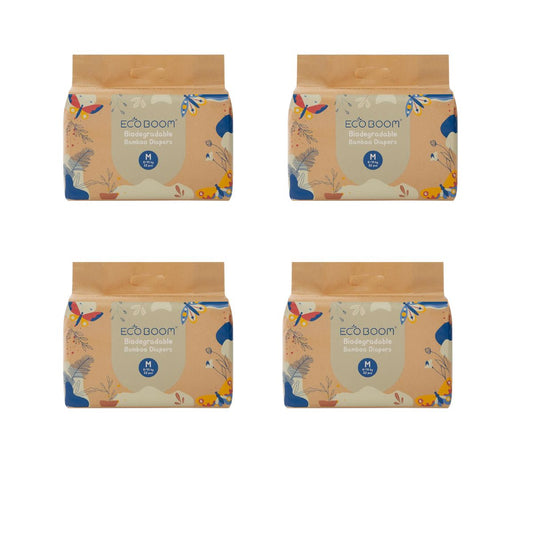 ECOBOOM - Fralda de Bambu Eco Boom. 70% biodegradável, hipoalergénica (tamanho 3/M, 6-10 kg, embalagem de 4 fraldas, total de 128 fraldas)