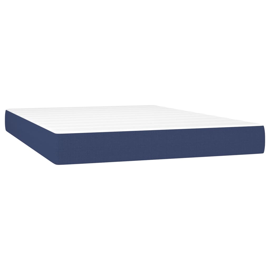 Cama Box Spring Con Colchón Y Led Tela Azul 140x200 Cm / Vetonek_5