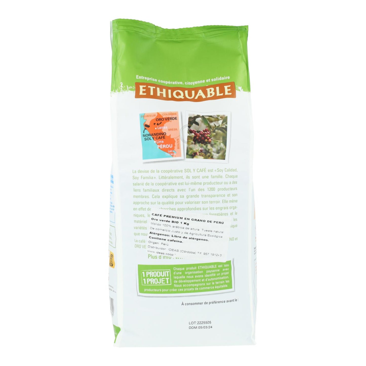 Grãos de Café Premium Peru Verde Ouro BIO Ideas Comércio Justo 1kg