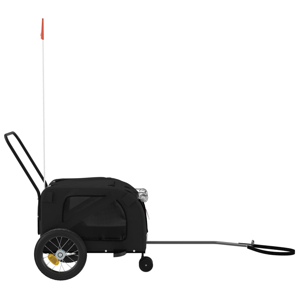 Remolque De Bicicleta Mascotas Hierro Tela Oxford Negro_5