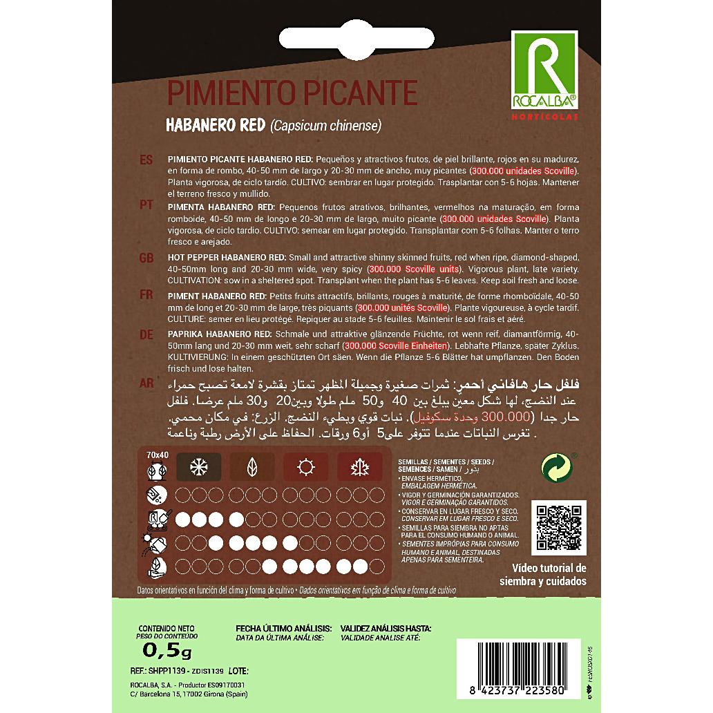 Sementes de pimento habanero vermelho Rocalba