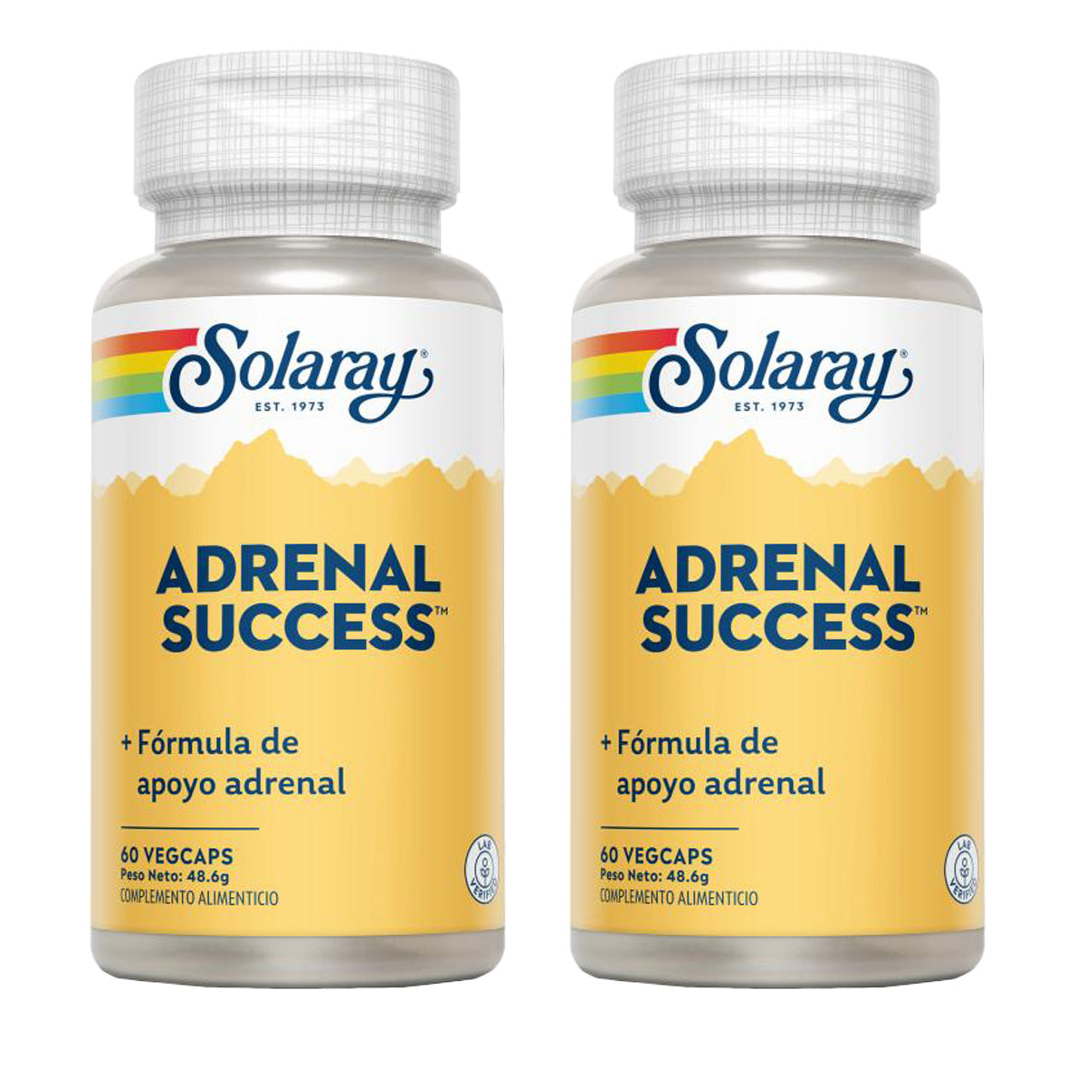 Embalagem de 2 Adrenal Success™ - Solaray, 60 cápsulas vegetais. Adequado para veganos.