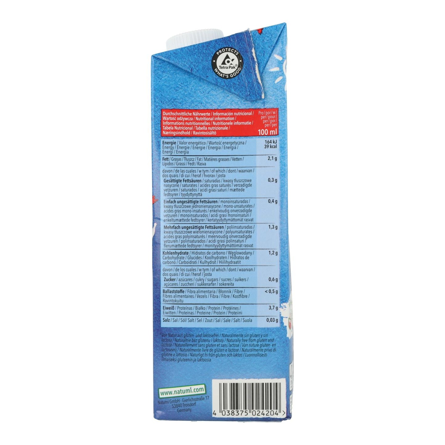Pack 12 L Bebida Biológica de Soja Natumi