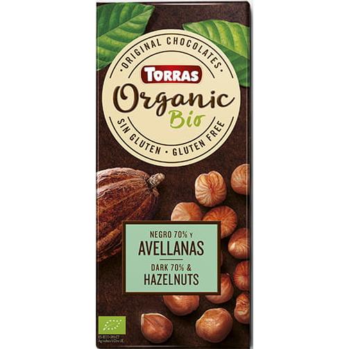 Chocolate Negro Vegan 70% e Avelãs Biológicas Torras 100 g