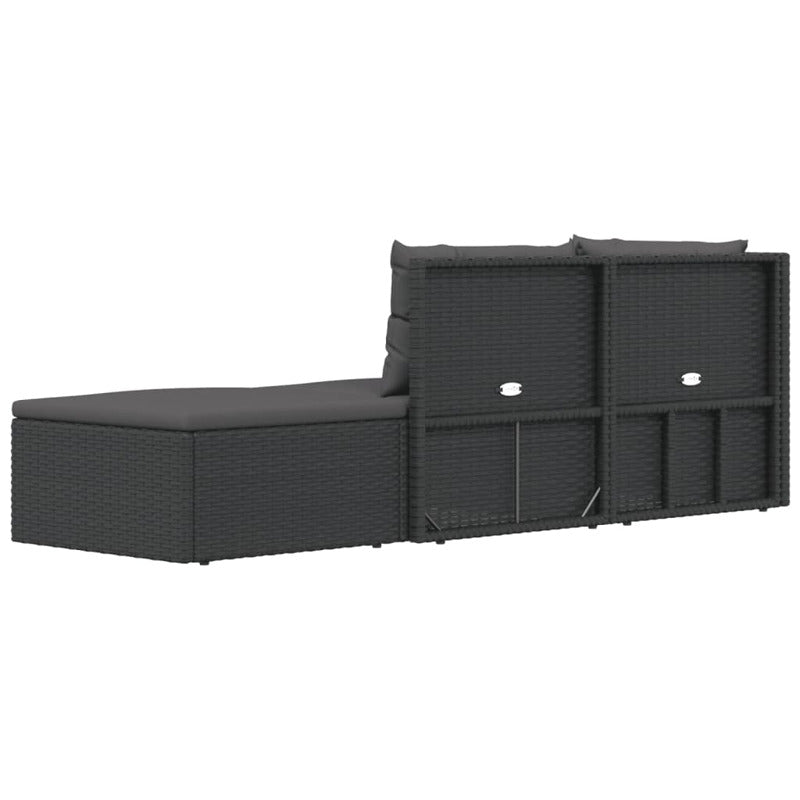 Vidaxl Set De Muebles De Jardín 3 Pzas Y Cojines Ratán Sintético Negro_5