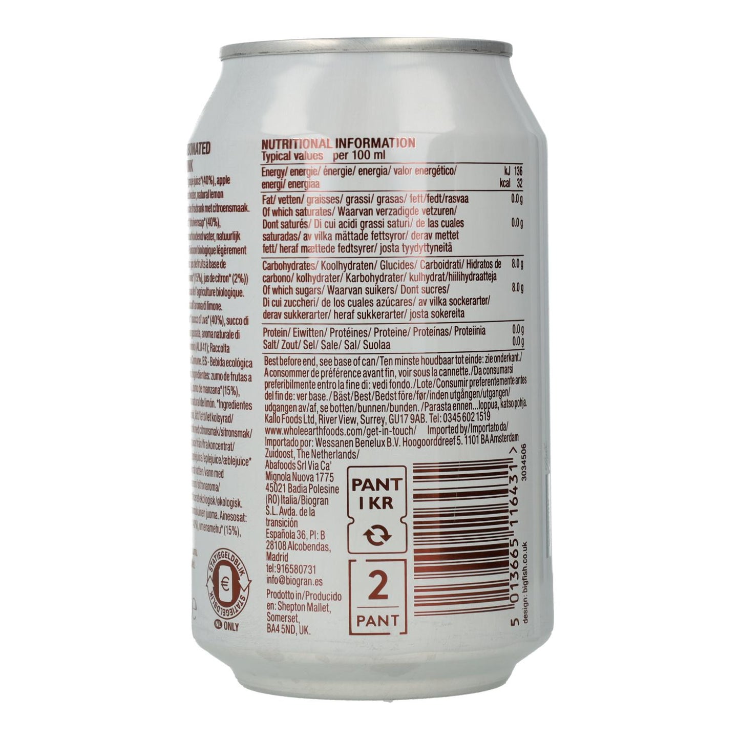 Refrigerante de limonada biológica Whole Earth 300ml