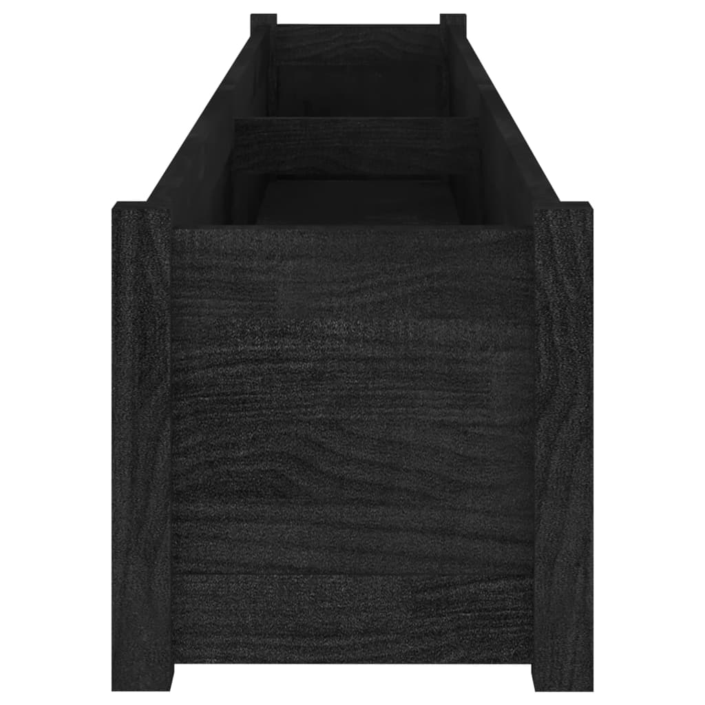 Vidaxl Jardineras 2 Unidades Madera Maciza De Pino Negro 200x31x31 Cm_5