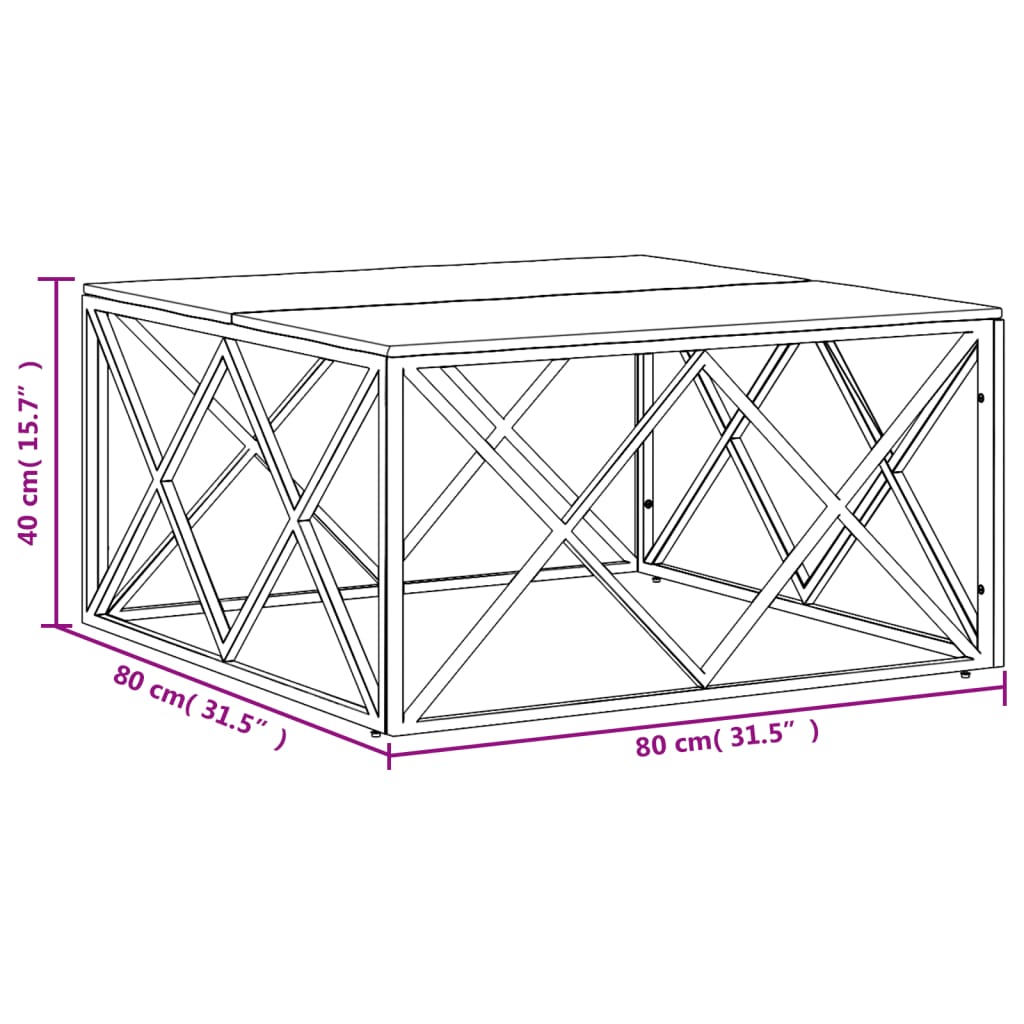 Mesa De Centro Acero Inoxidable Madera Maciza Reciclada Dorada_4