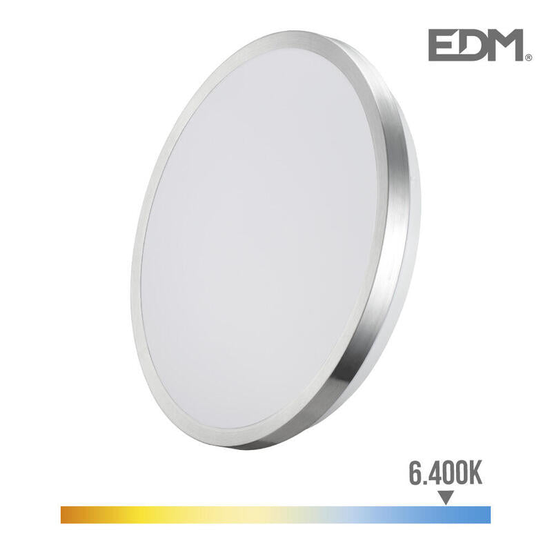 Aplique Super Led De Superficie 18w 1820lm 6500k Ø33x5,9cm Marco Cromado Edm_0