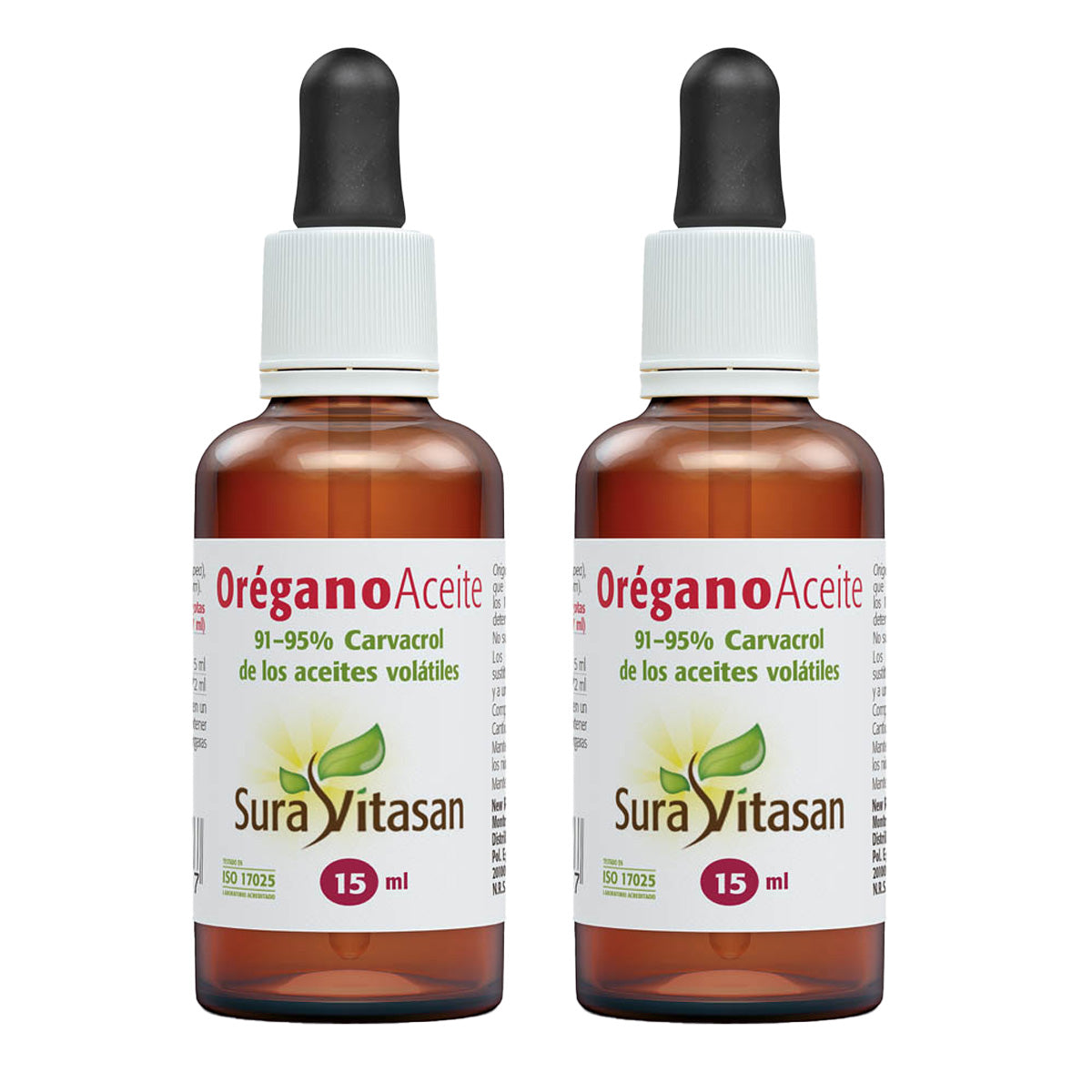 Embalagem de 2 óleos de orégãos selvagens, Sura Vitasan, 15 ml