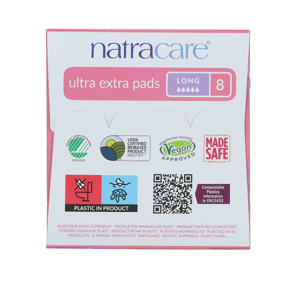 Natracare Absorventes Ultra Extra Longos com Bio Wings 8 Unidades