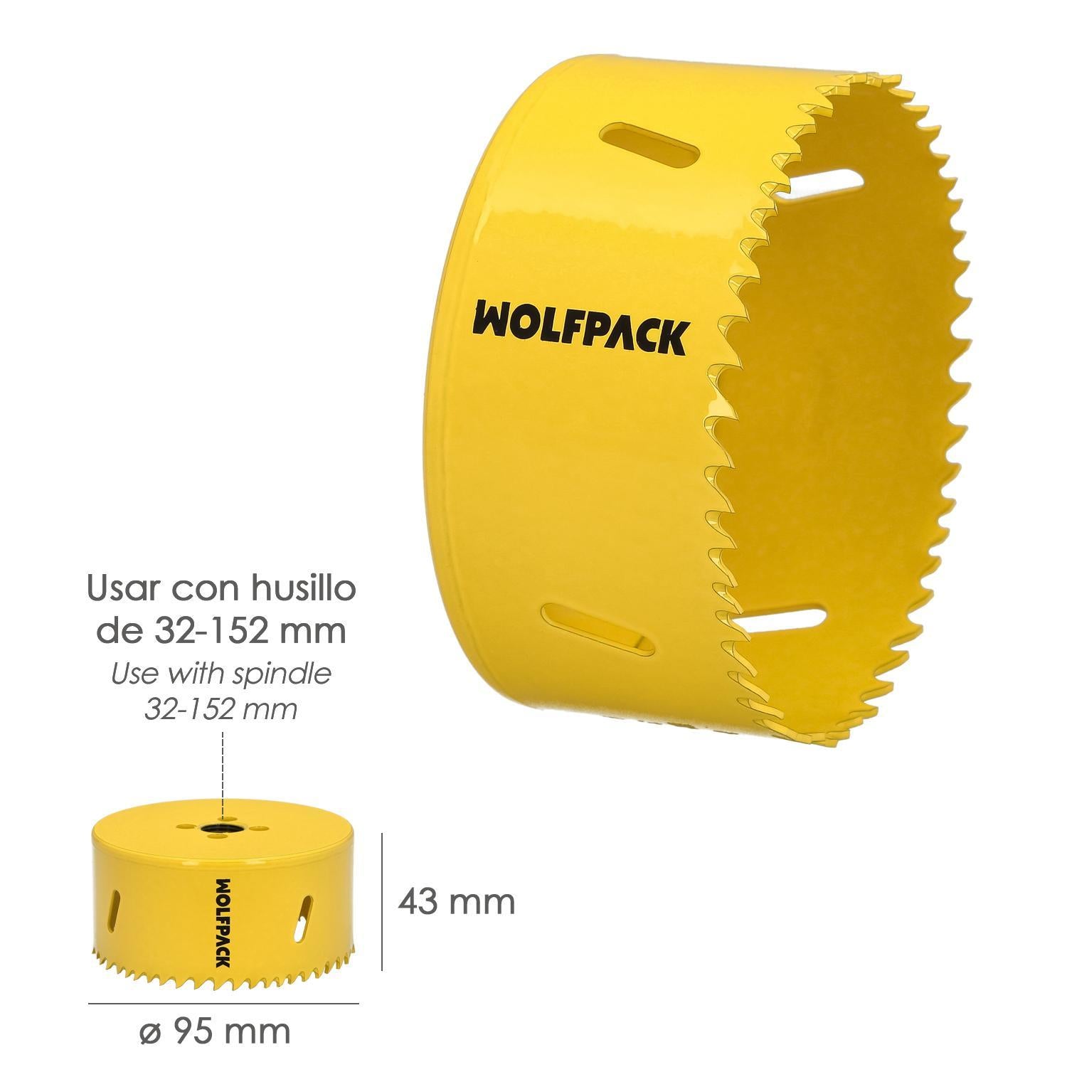 Corona Sierra Bimetal Ø 95 Mm. Templado Termico, Base Reforzada. Corona Madera, Broca Agujeros Madera, Acero, Hierro, Plasticos