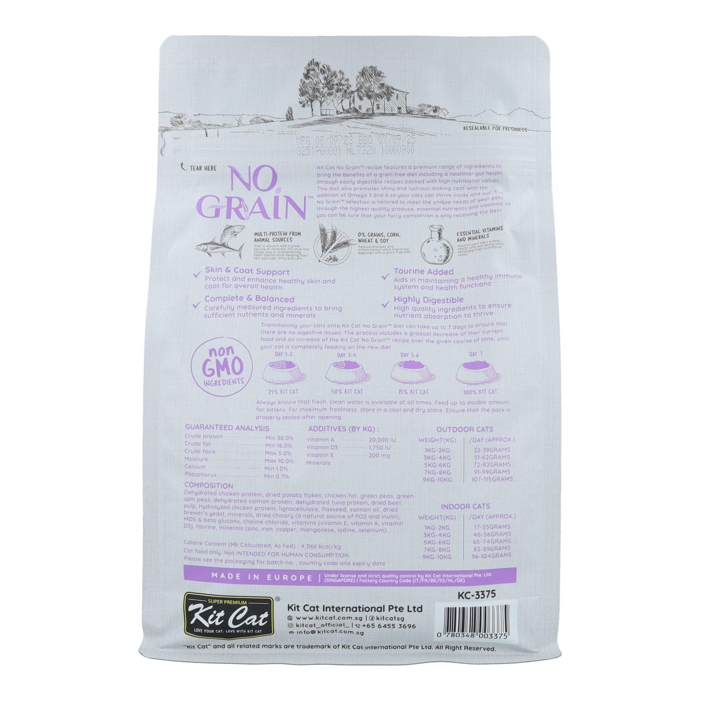 Kit Cat Ração No Grain para Gatos - Atum e Salmão 1 Kg Alimento natural para gatos