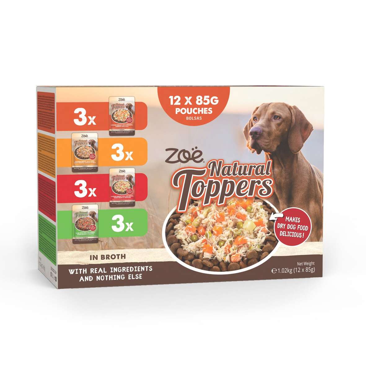 Topping para pienso de perros Natural Toppers pack variado 12 x 85 g Zoë
