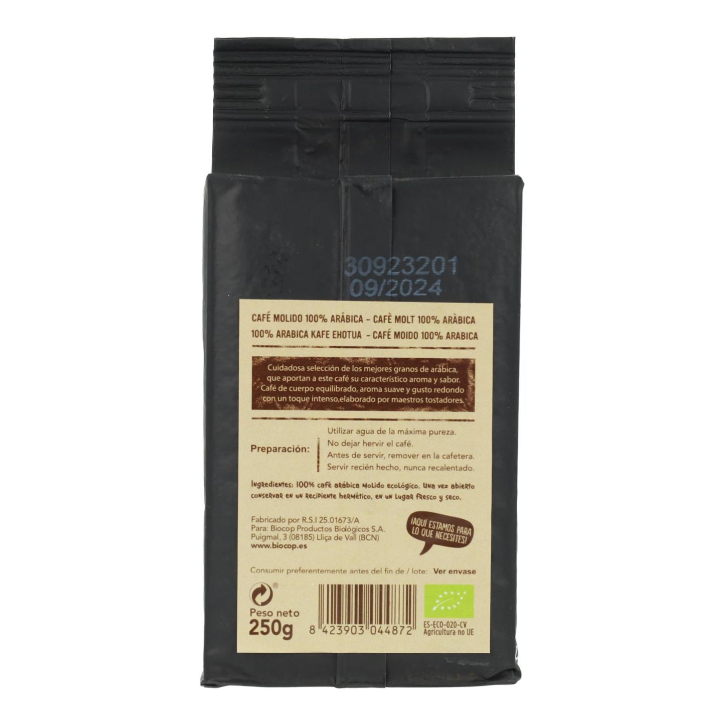 Café Moído Biológico Biocop 100% Arábica