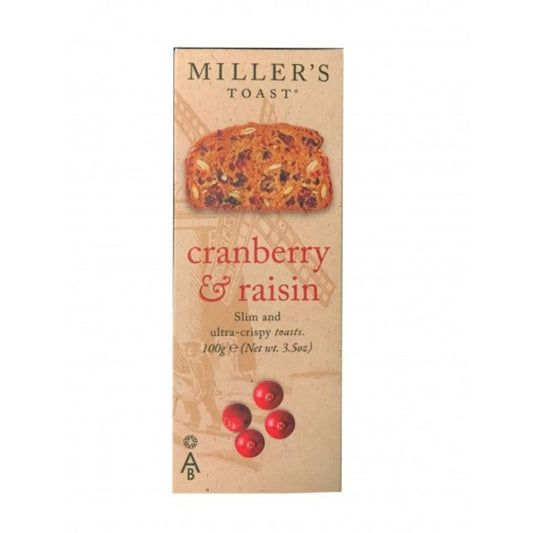 Miller's Toast Cranberry e Passas Bolachas Artesanais 100g