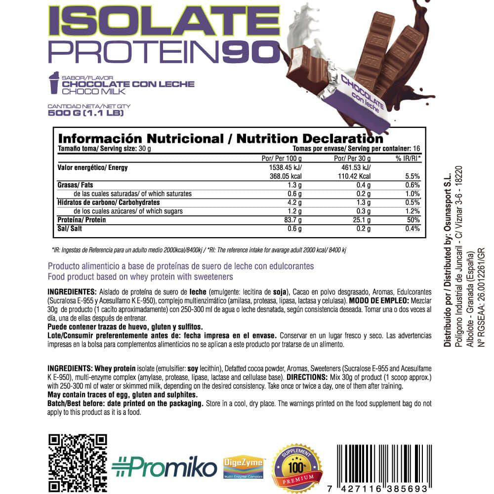 Isolate 90 Cfm - 500 G - Chocolate Con Leche - Aumenta La Masa Muscular - Masmusculo_5
