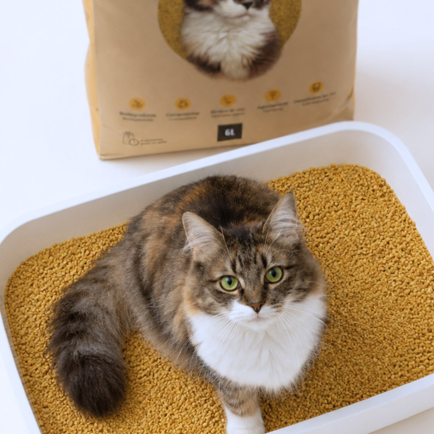 Sustrato Absorbente Wuapu Naturgrind Biodegradable Y Compostable Para Gato 6 Uds 6l_5