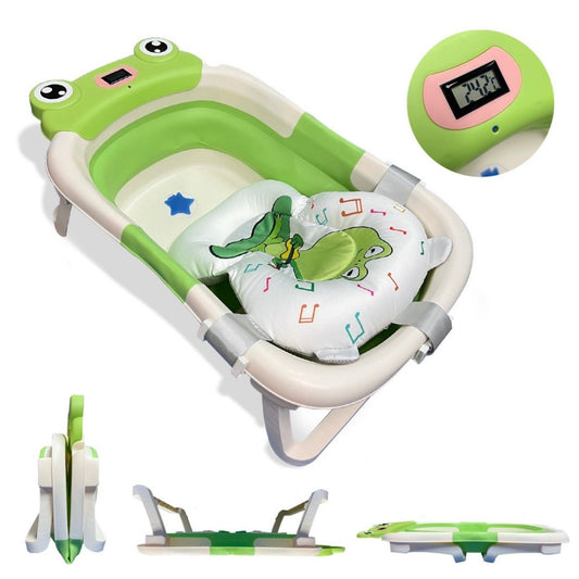 Bathby Bañera Plegable Para Bebés Recién Nacidos, Cojín Rana, Termómetro, Patas Antideslizantes (verde Rana)