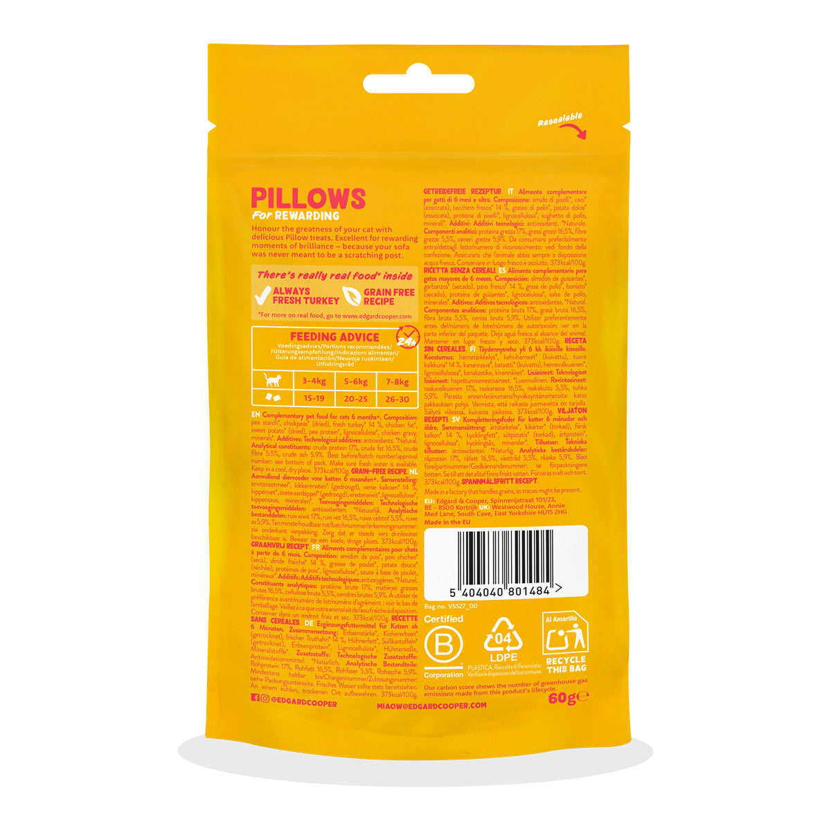 Edgard Cooper Turkey Bites Petiscos Naturais para Gatos 60g