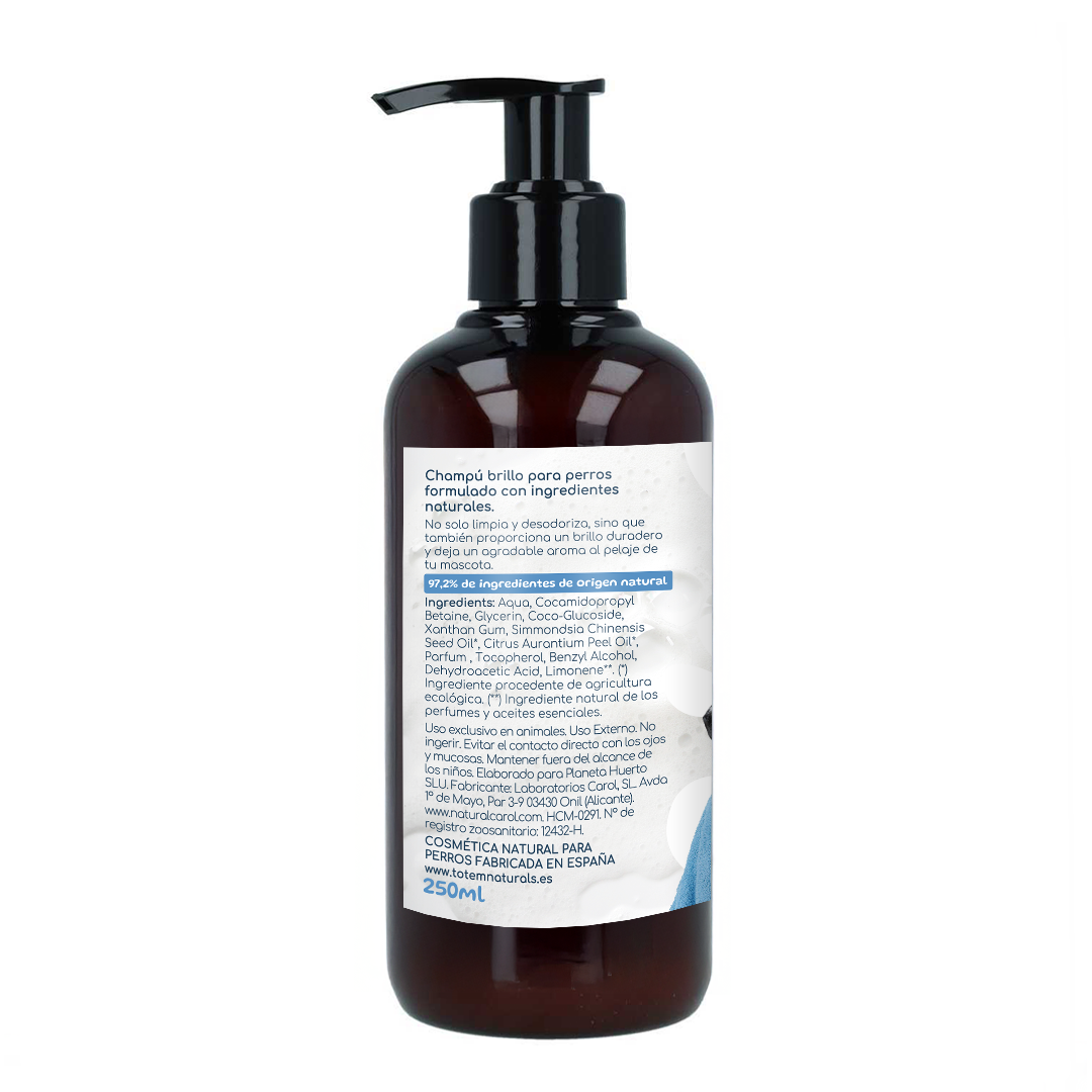 Champô Natural para Cães Totem Naturals 250ml para Suavidade e Brilho