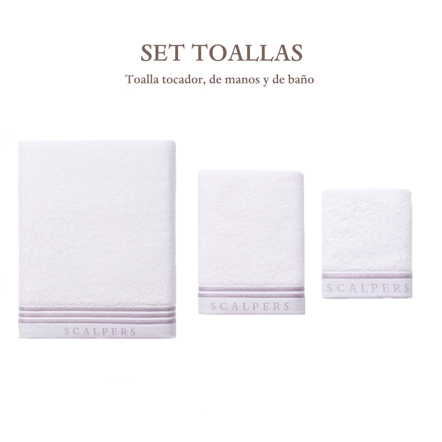 Juego De 3 Toallas Blancas (tocador 30x50cm, Manos 50x100cm Y Baño 90x150cm) Scalpers Home_1