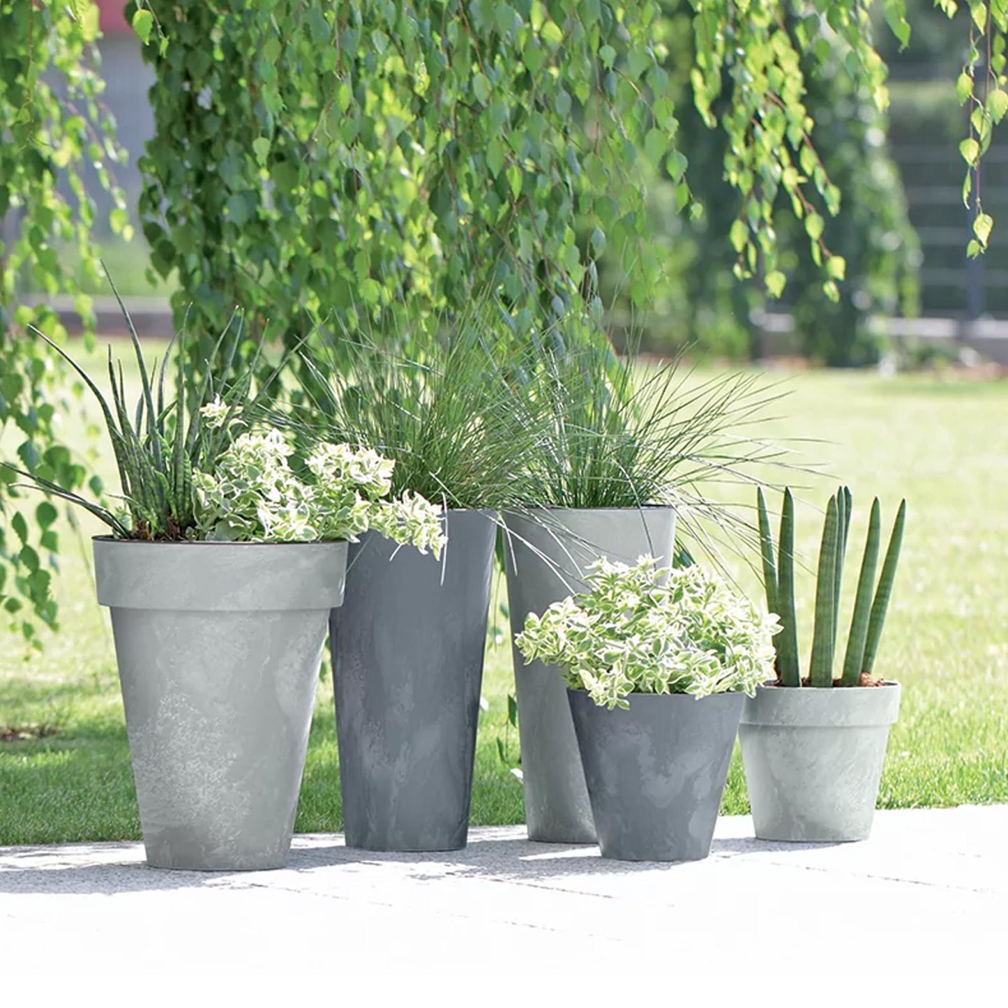 Maceta Cube Beton Effect 1,2l., Dimensiones (mm) 140x140x124, Color Antracita