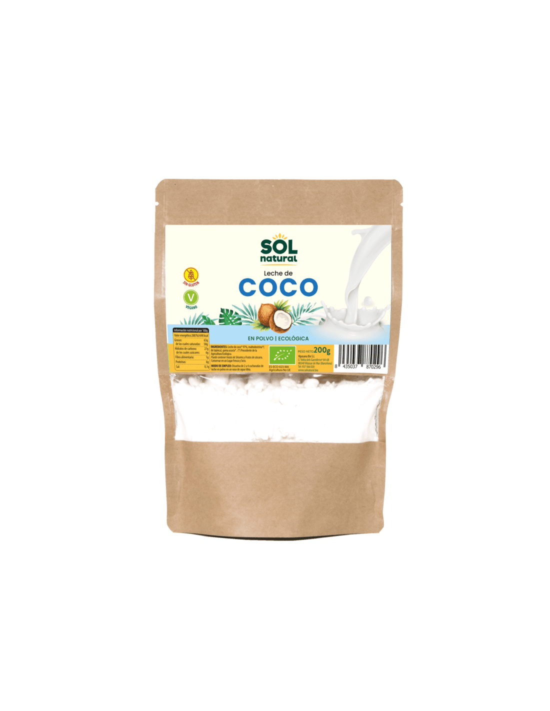 Leche De Coco En Polvo Bio 200g - Sol Natural_0