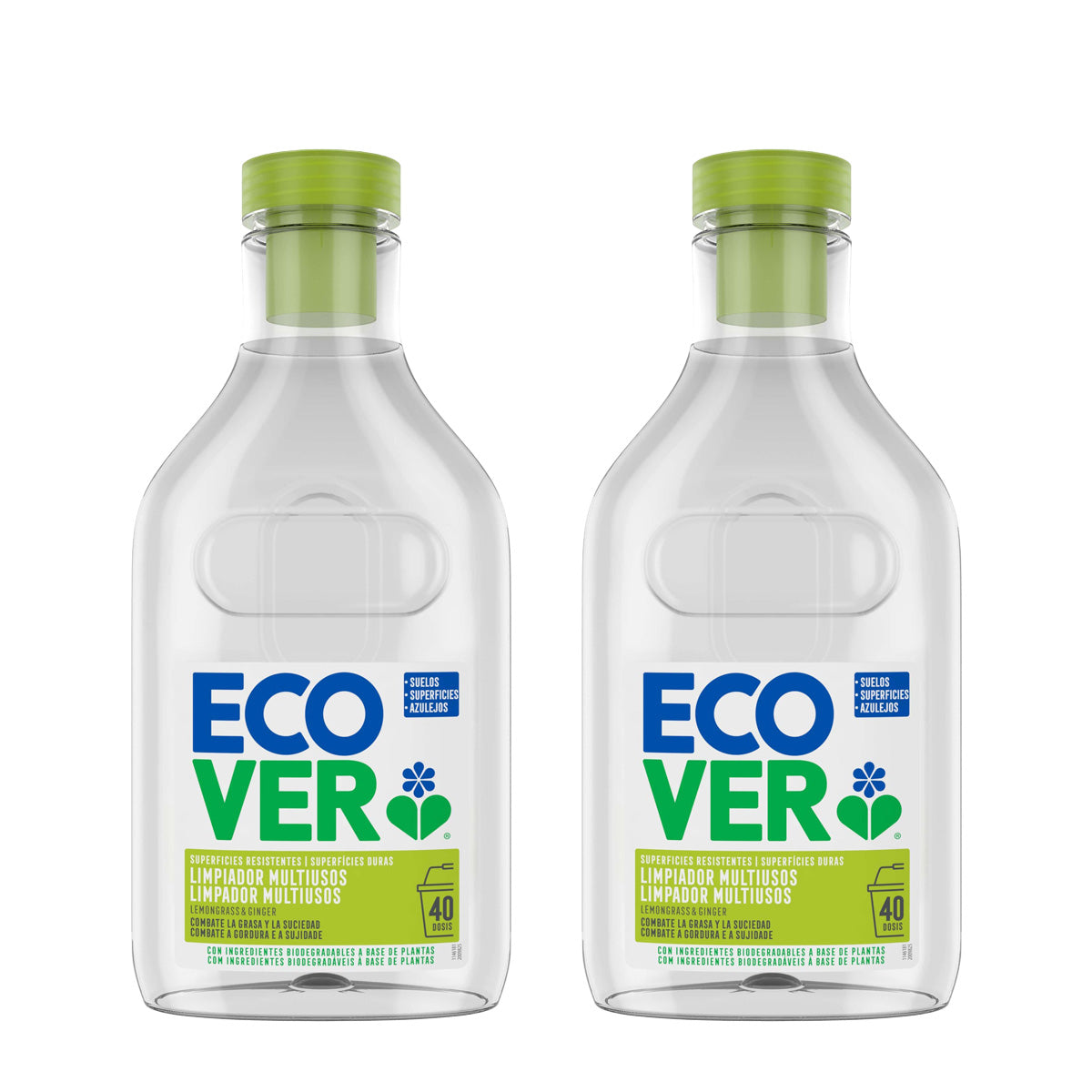 Embalagem de 2 Limpadores Multiusos Ecover Limão e Gengibre 1 L