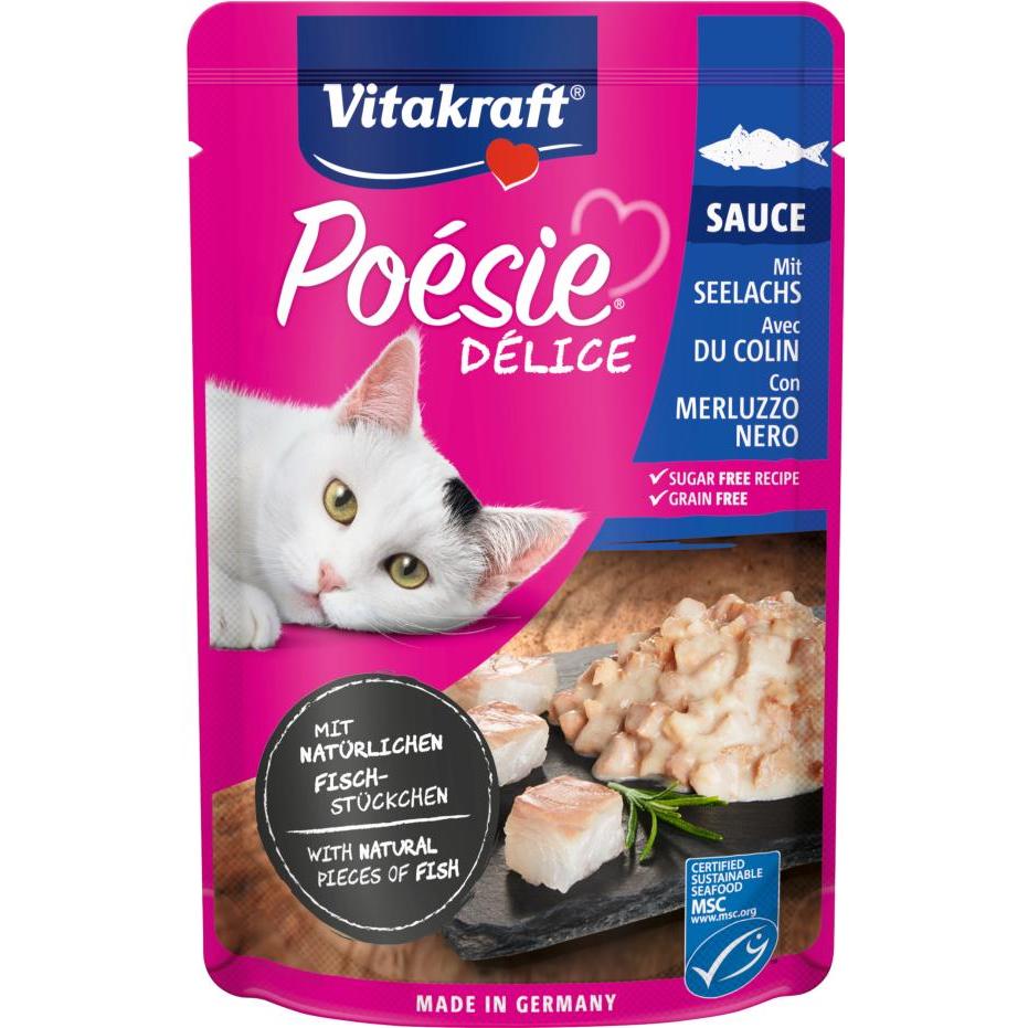 Vitakraft Deli Sauce Pouch com Exquisite Pollock 85g Ração Húmida para Gatos