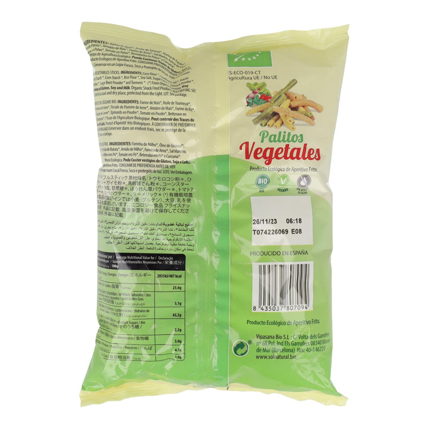 Palitos de Vegetais Biológicos Sol Natural 70g