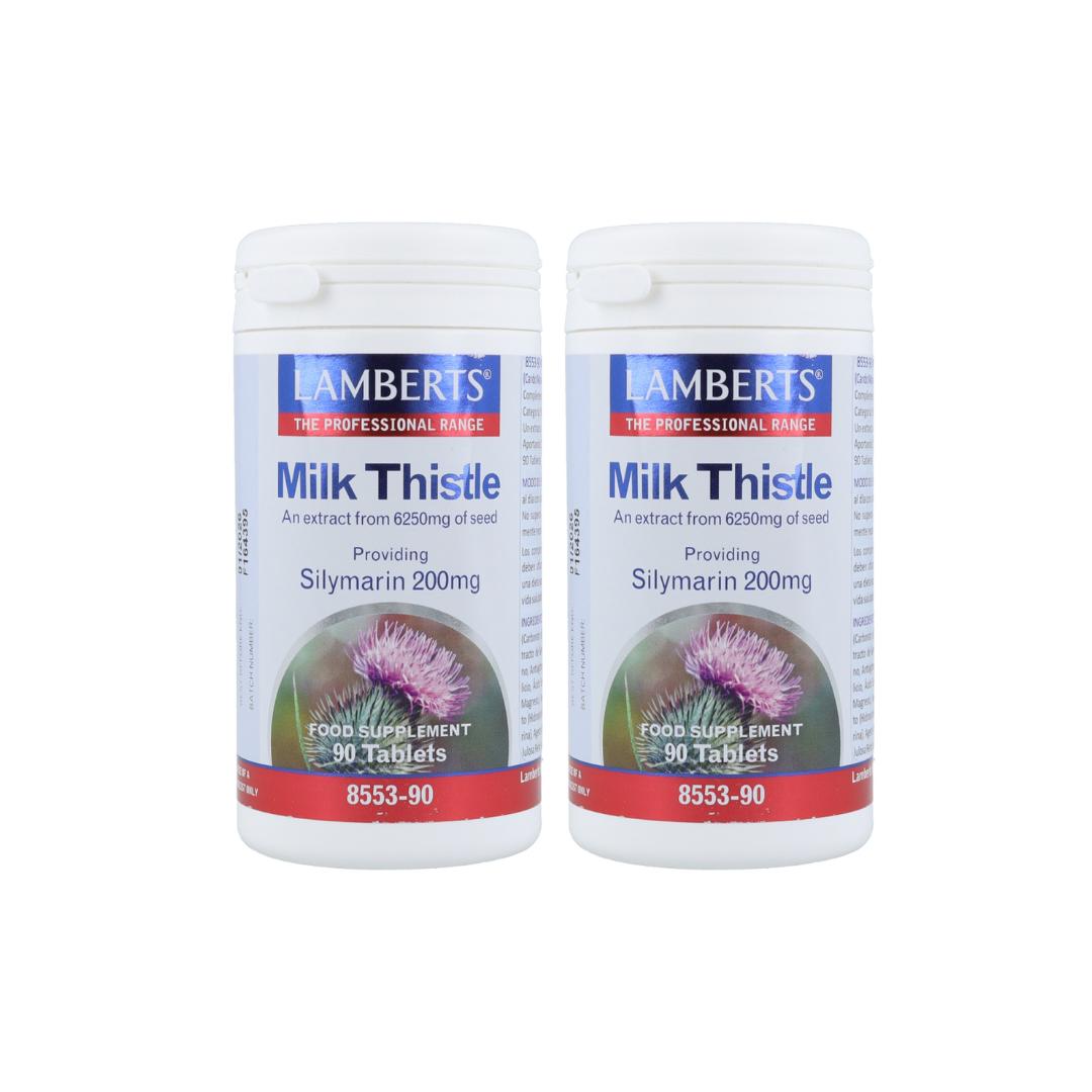 Embalagem 2x Cardo Mariano 6250 mg Lamberts, 90 comprimidos