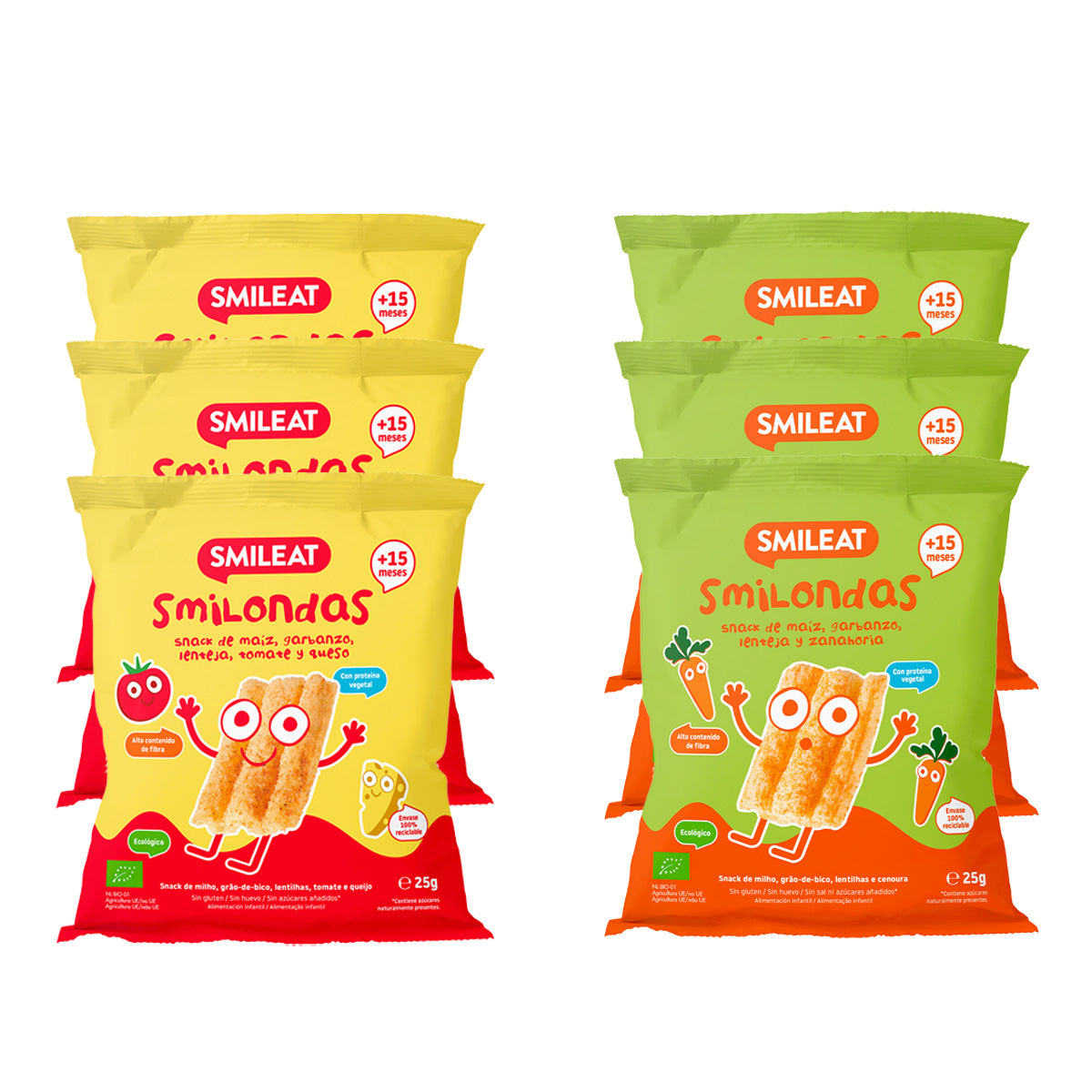 Embalagem de 6x Mix Smilondas Snack Eco, Smileat, 25 g
