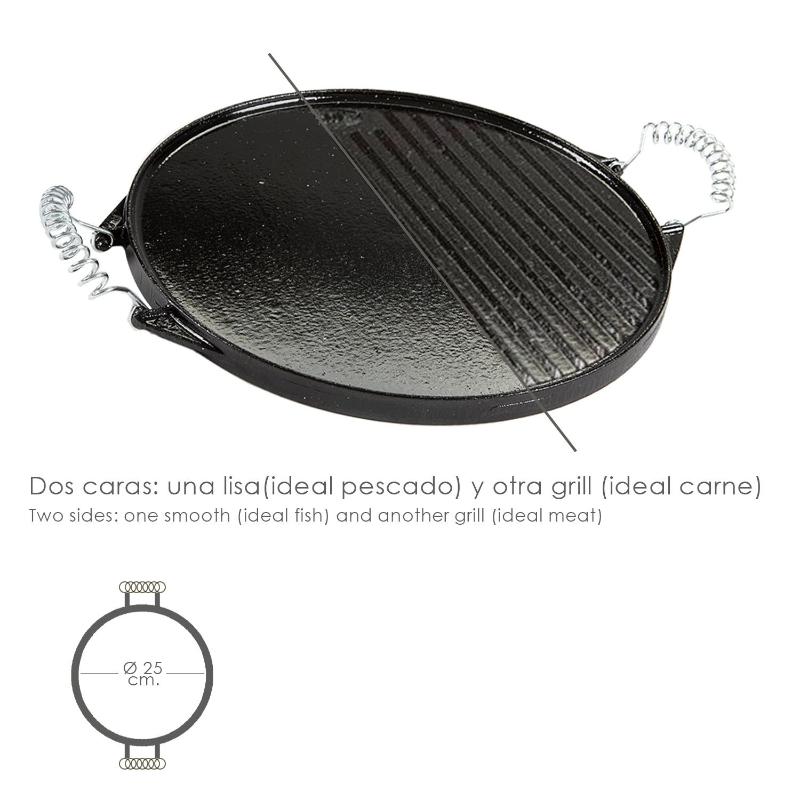 Plancha Hierro Fundido Esmaltada Redonda Ø 25 Cm.
