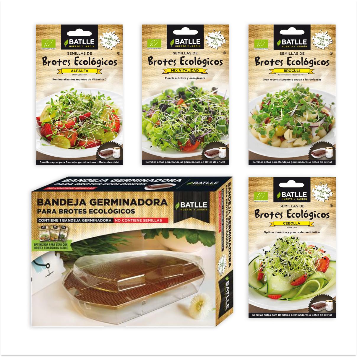 Pacote de germinação de rebentos orgânicos Batlle em casa