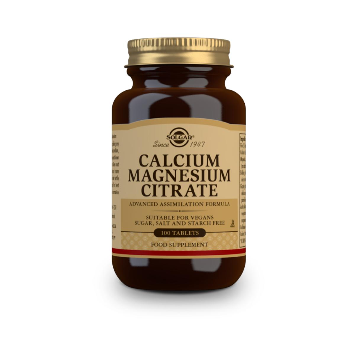 Citrato de cálcio e magnésio Solgar 100 comprimidos