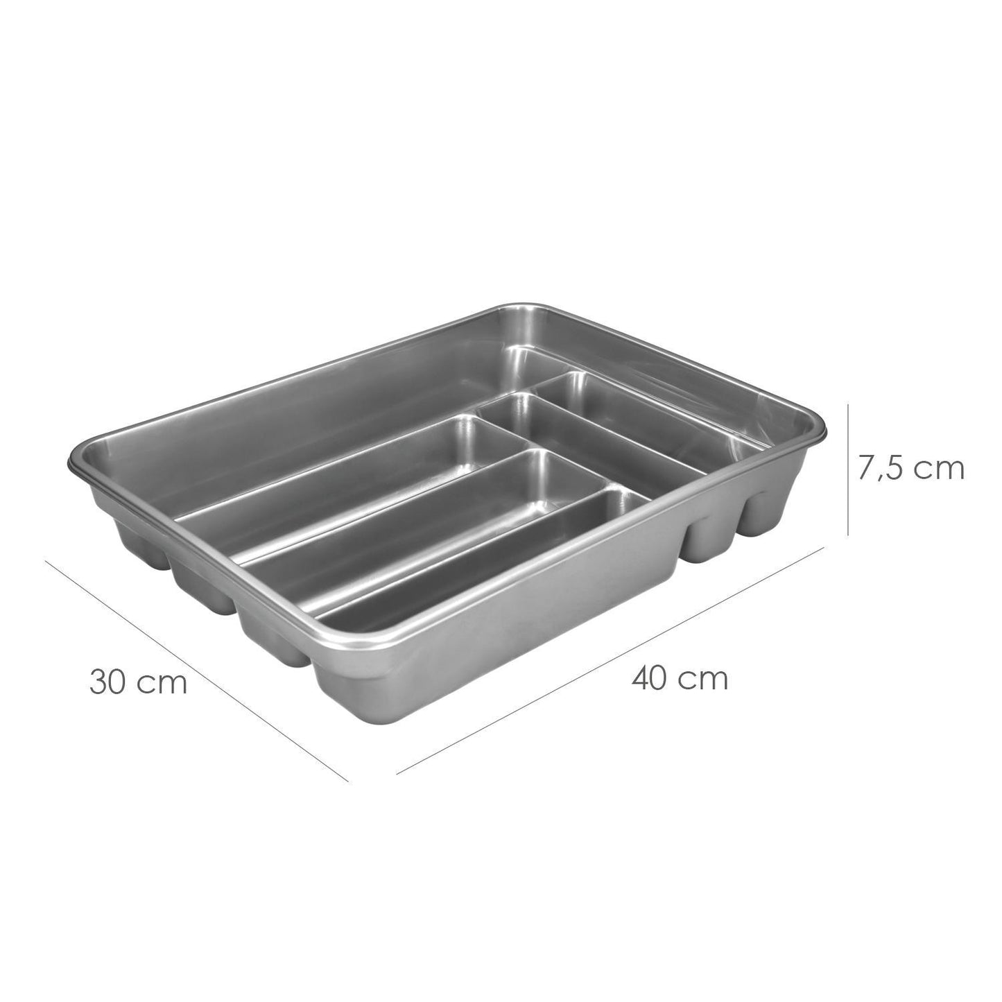 Cubertero Plastico Para Cajon. Color Plata 40x30x7 Cm.